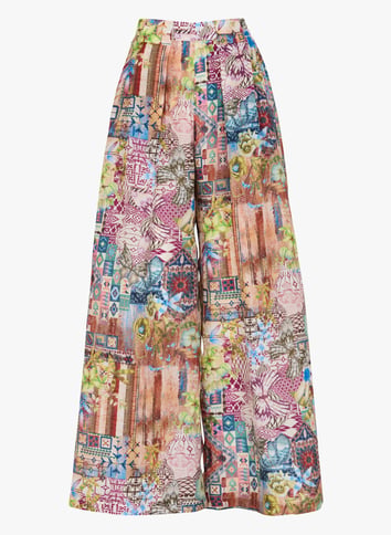 Silk wide-leg cropped trousers MOMONI Multicolored